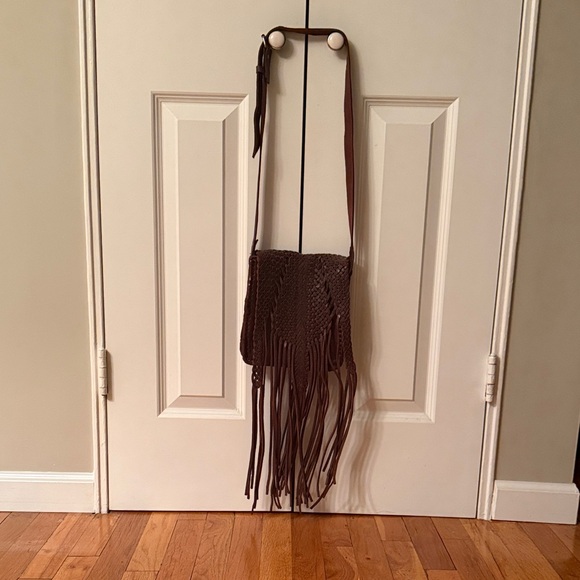 Brown Fringe Leather Boho Crossbody Bag - Picture 2 of 6